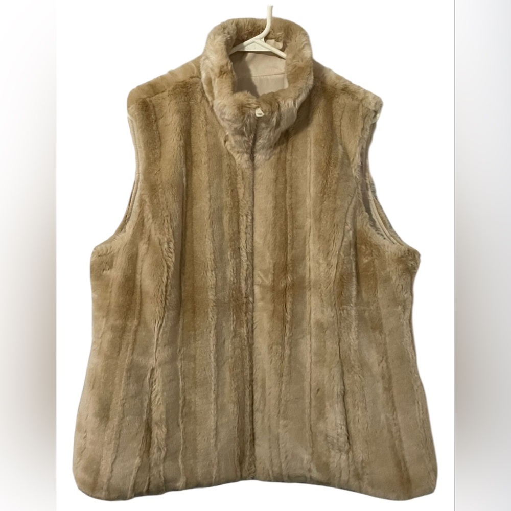 Kristin Blake Tan Faux Fur Lined Vest sale